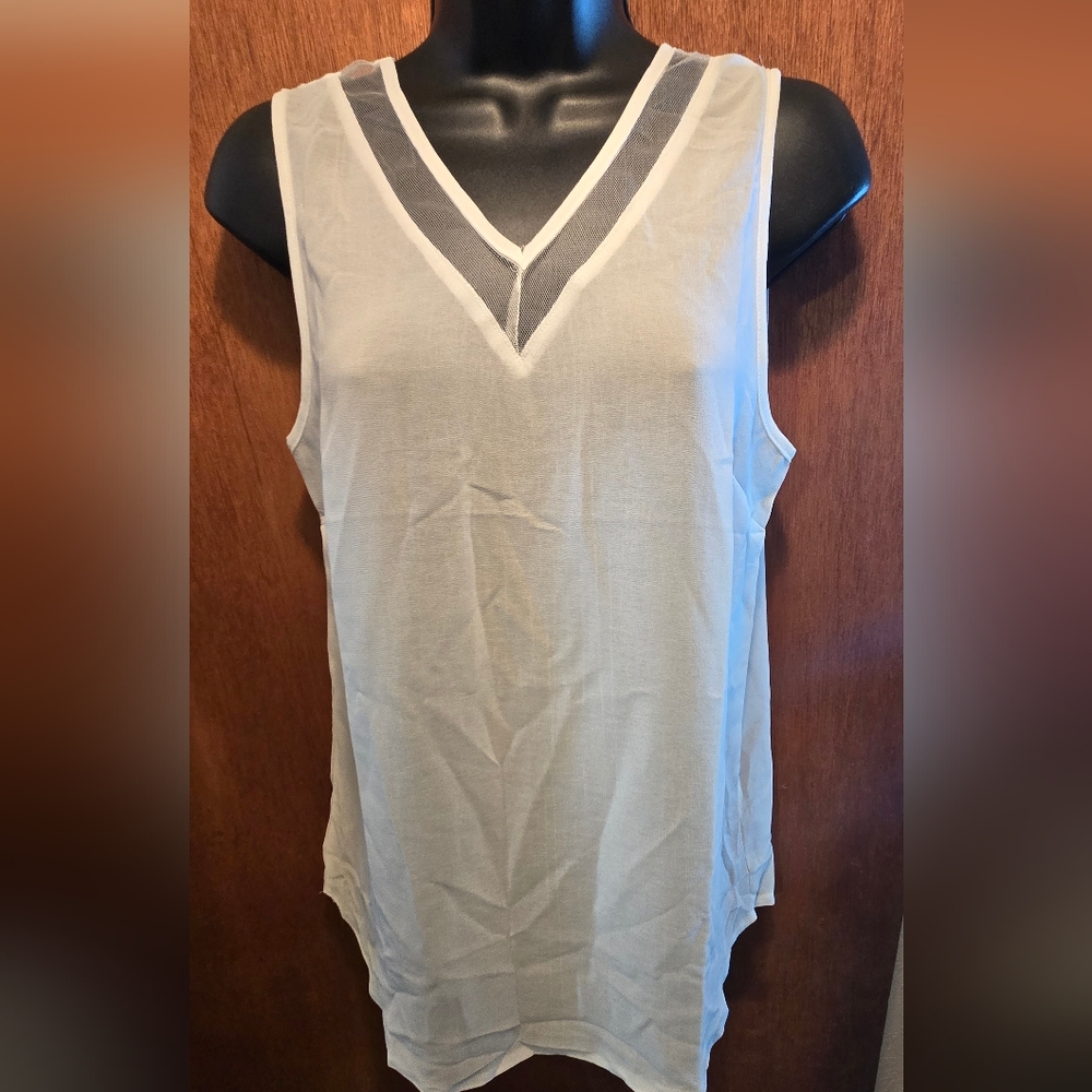 Rag & Bone Women's Sleeveless White Sheer Panel Top SzM NWT - Picture 3 of 6